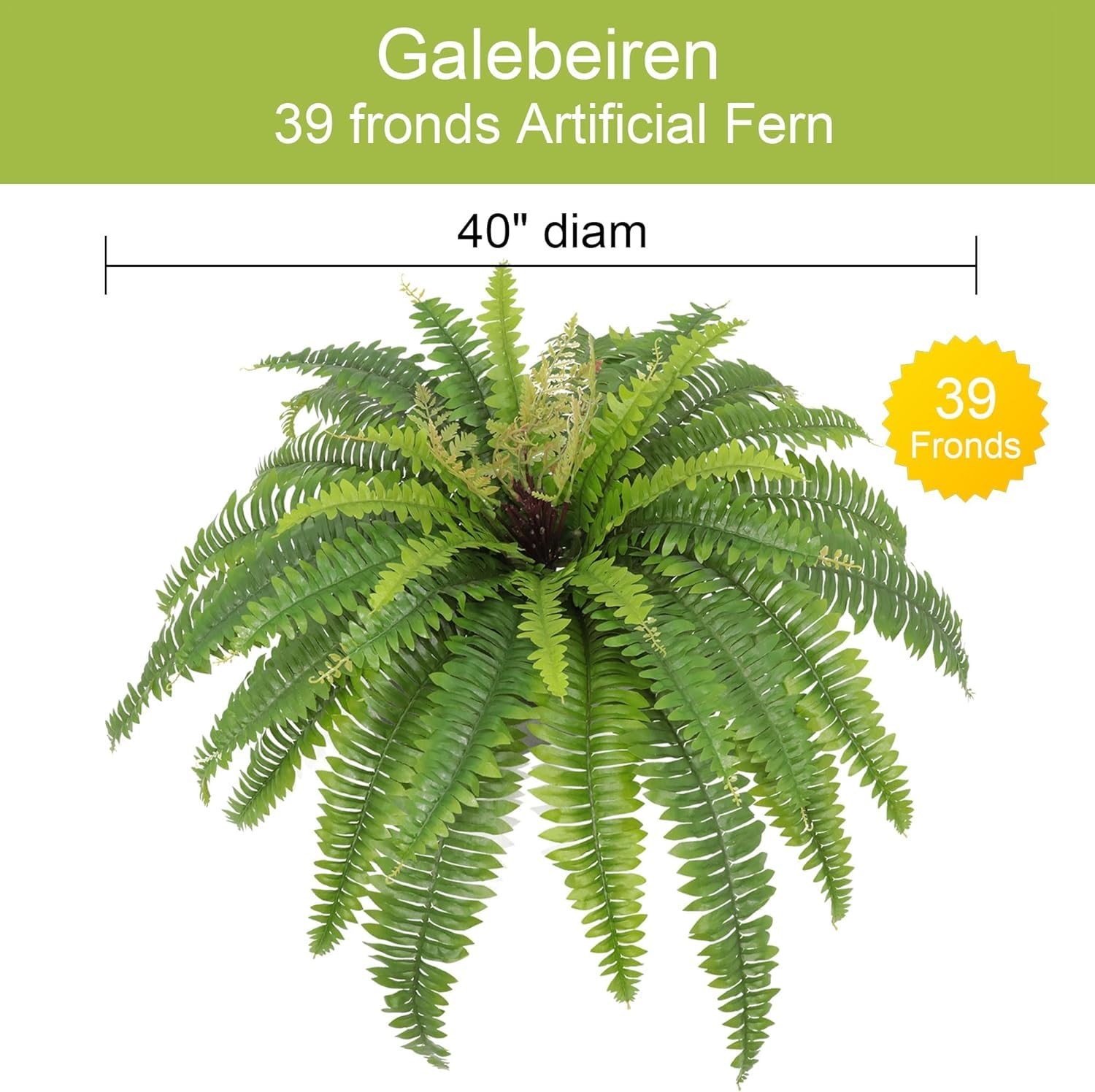 Artificial Ferns for Outdoors & Indoors, 40in Large Faux Ferns 39 Fronds Fake…