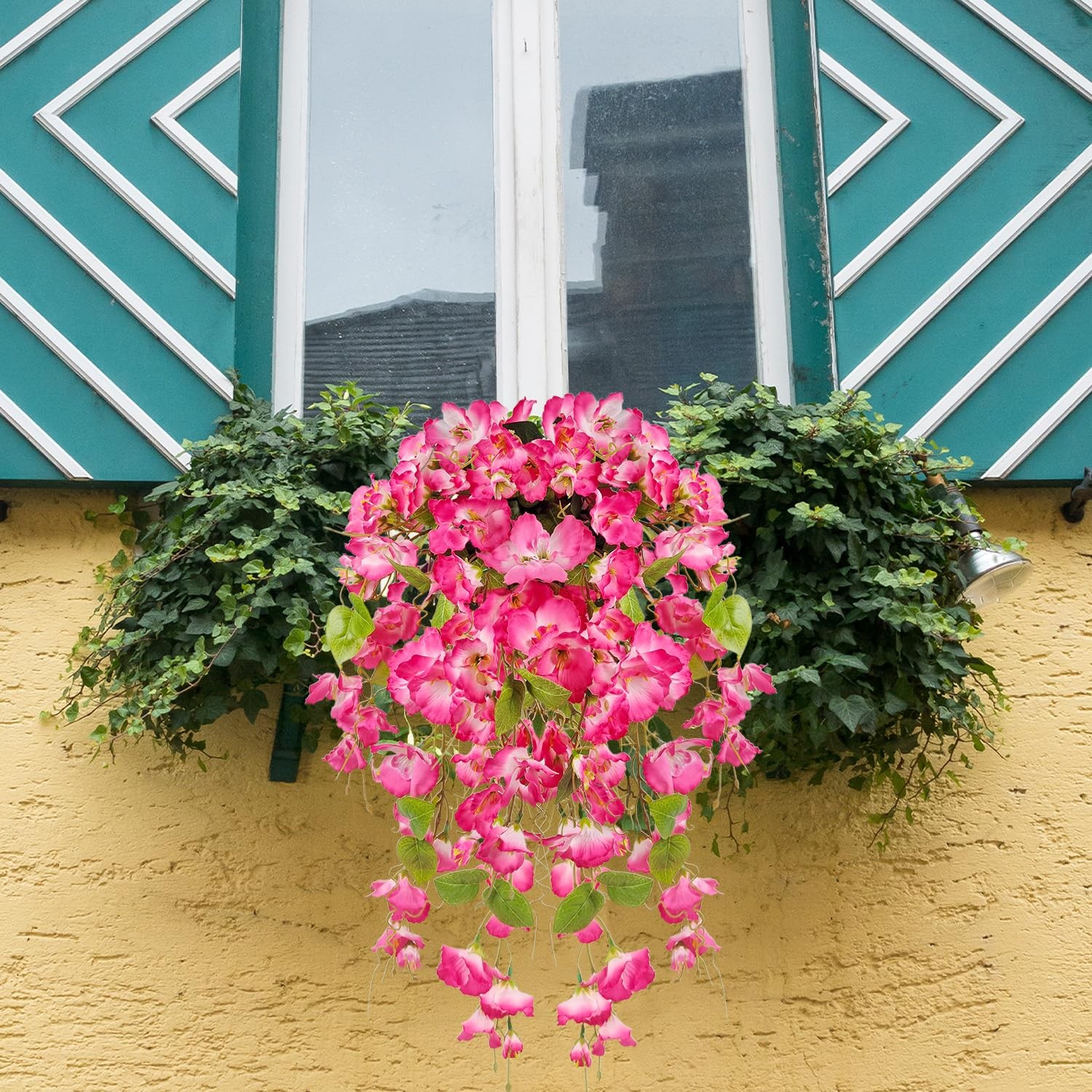 Artificial Fake Hanging Flowers Plants for Outdoor, Faux Silk Hibiscus Long T…