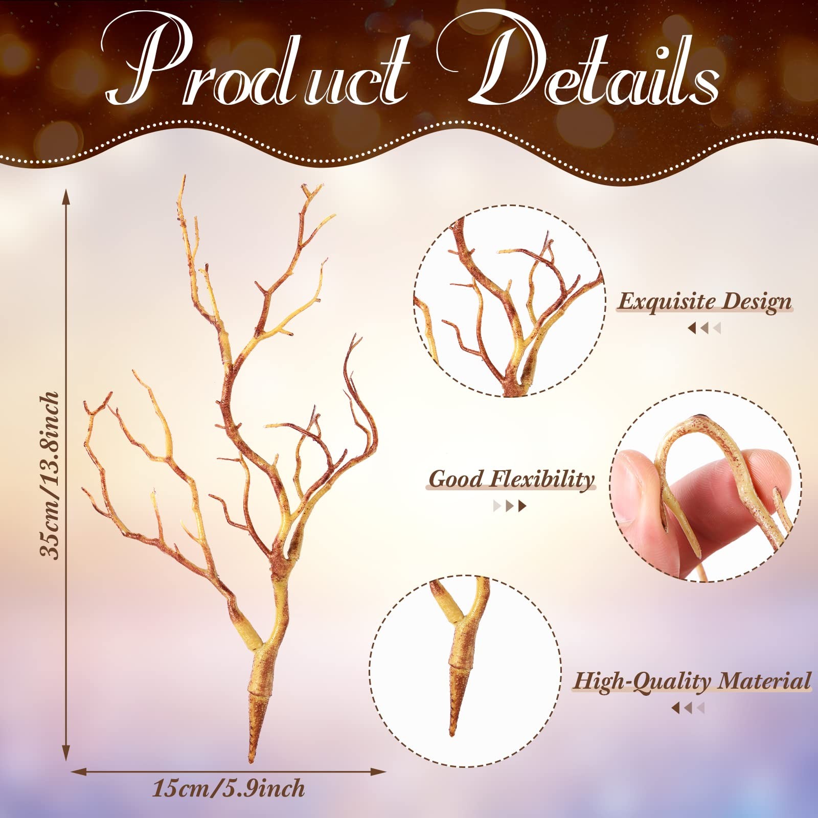 13.8 Inch Small Manzanita Branches Plastic Faux Branches Artificial Antler Sh…