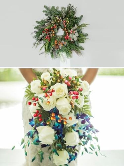 Forlaoers Like Natural 4Pcs 21.6 Inch Faux Berries Artificial A:4 Mixed Colors