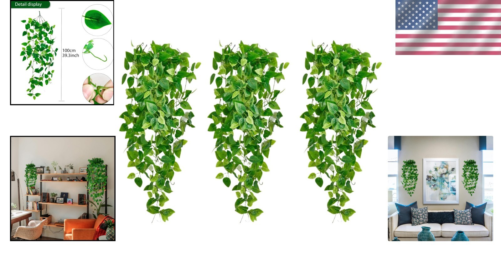 Realistic Fake Ivy Hanging Plants Set – Perfect for Weddings & Home Aesthetic