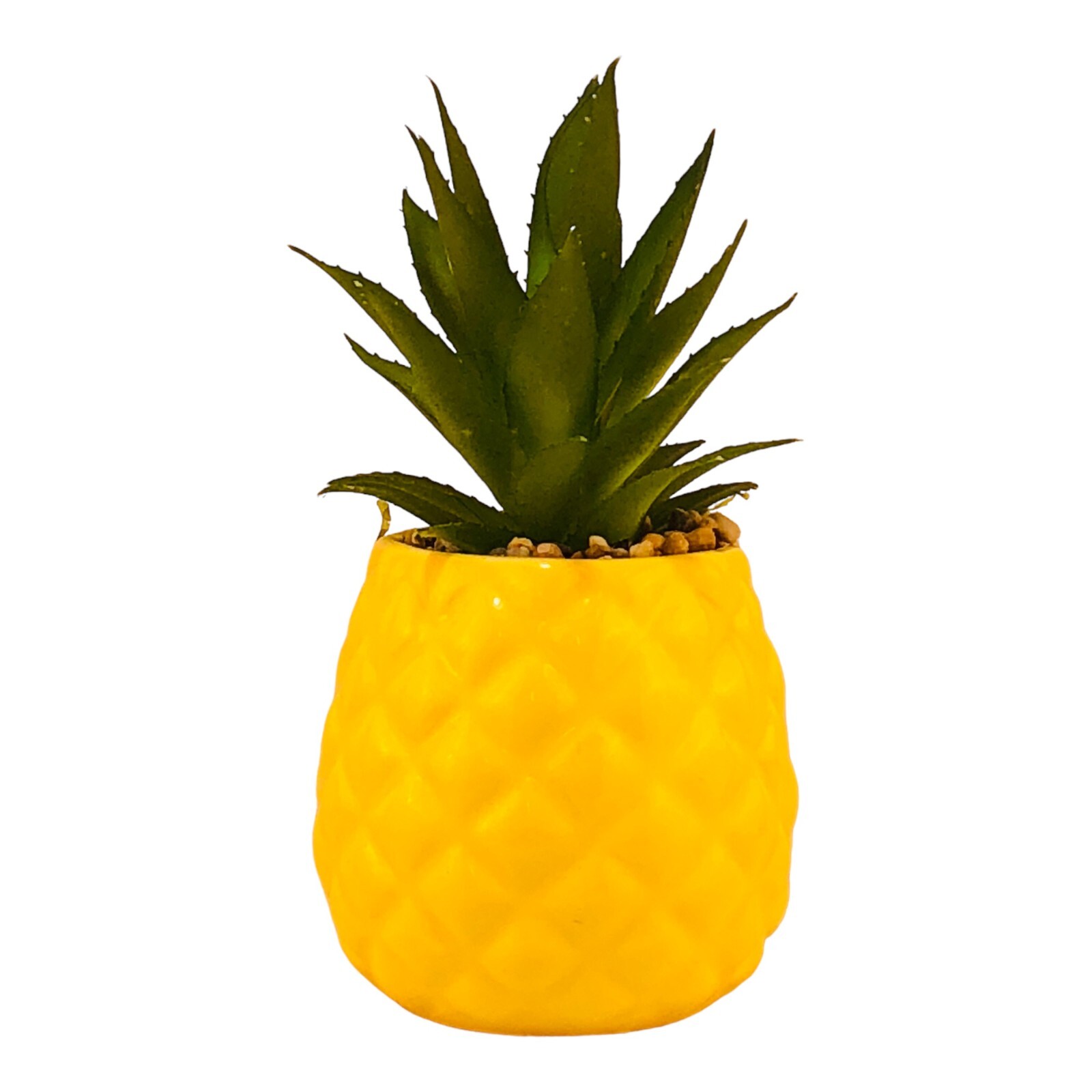 Ceramic Potted Artificial Succulent 7.5″ Faux Plants Pineapple Ananas Yellow