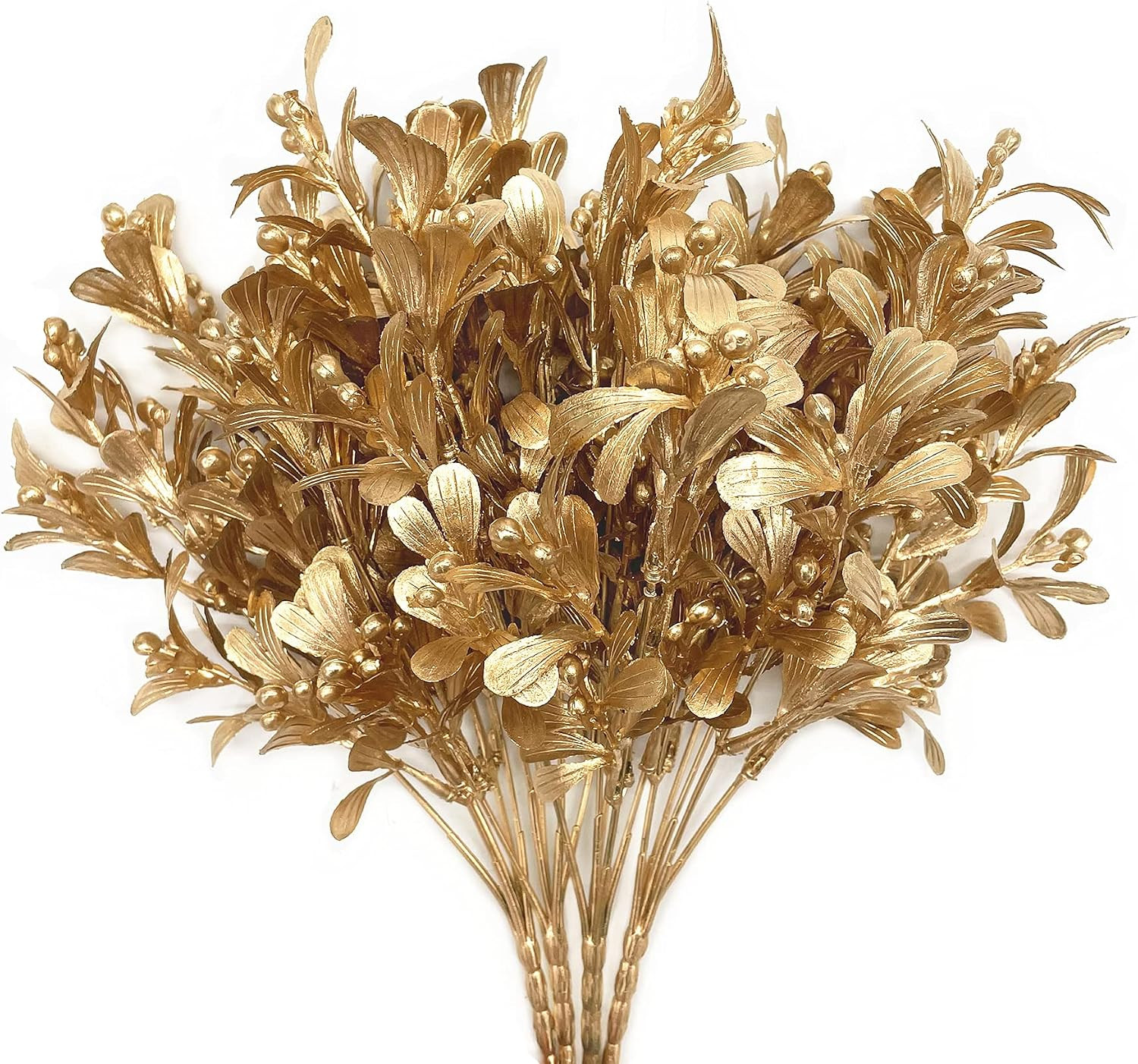 Fake Plants Christmas Decorations, Golden Artificial Flowers Plastic