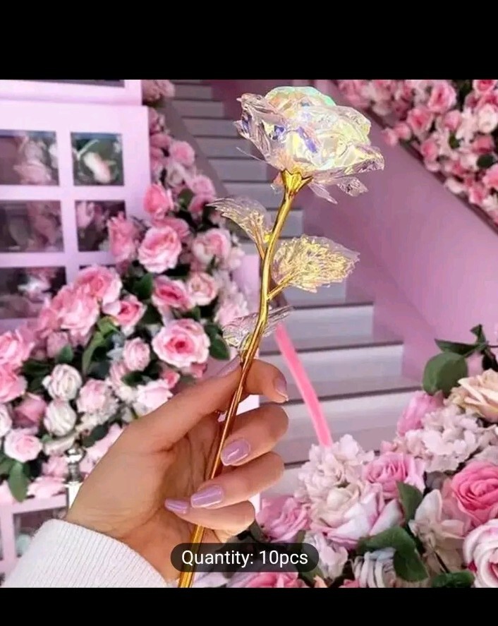 10 X Galaxy Artificial Rose Flower Gift Gold Foil Rose Imitation 24K