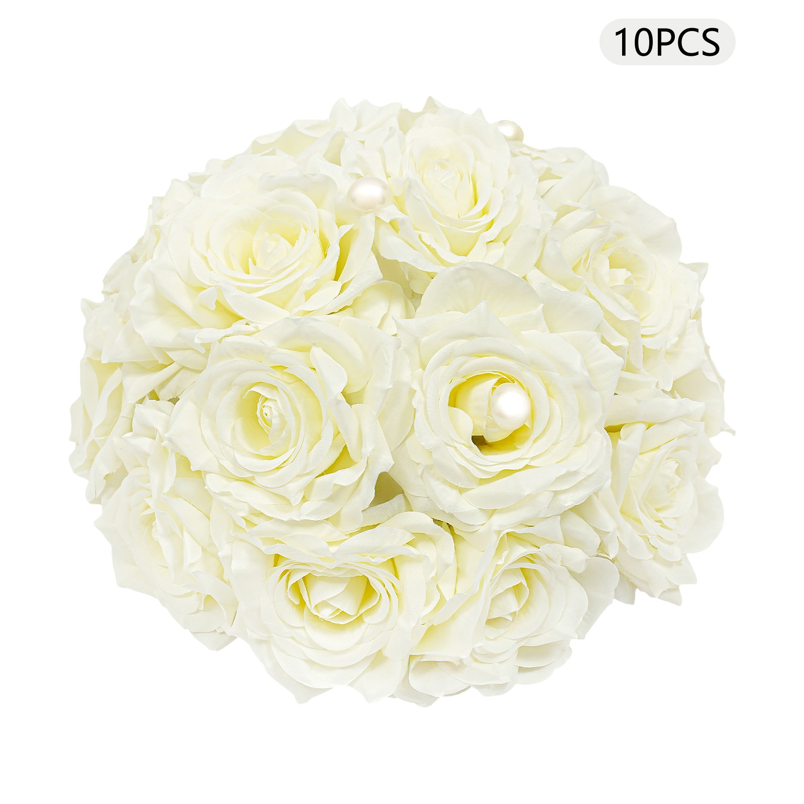 10 Pcs Handmade Bouquet Party Wedding Artificial Flower Balls Deco, Milky White