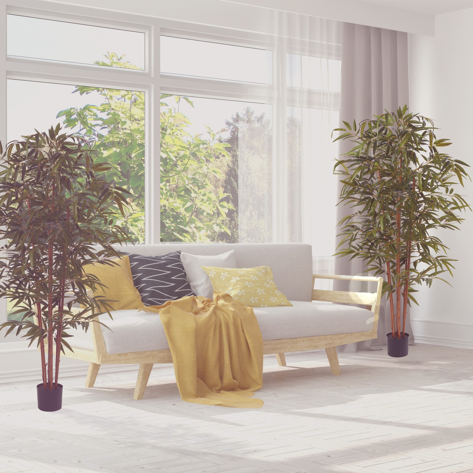 Artificial Bamboo Plant 6 Feet Fake Bamboo Tree with 16 Leaves Faux