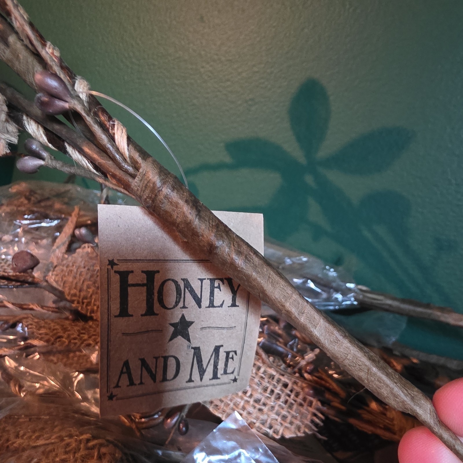 Honey and Me, Inc. Artificial Burlap Leaf Branch Pick Brown 16″ E14454