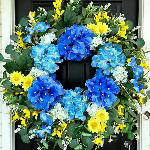 26 Inch Spring Wreaths for Front Door Outside Large 26 Inch Hydrangea Wreath