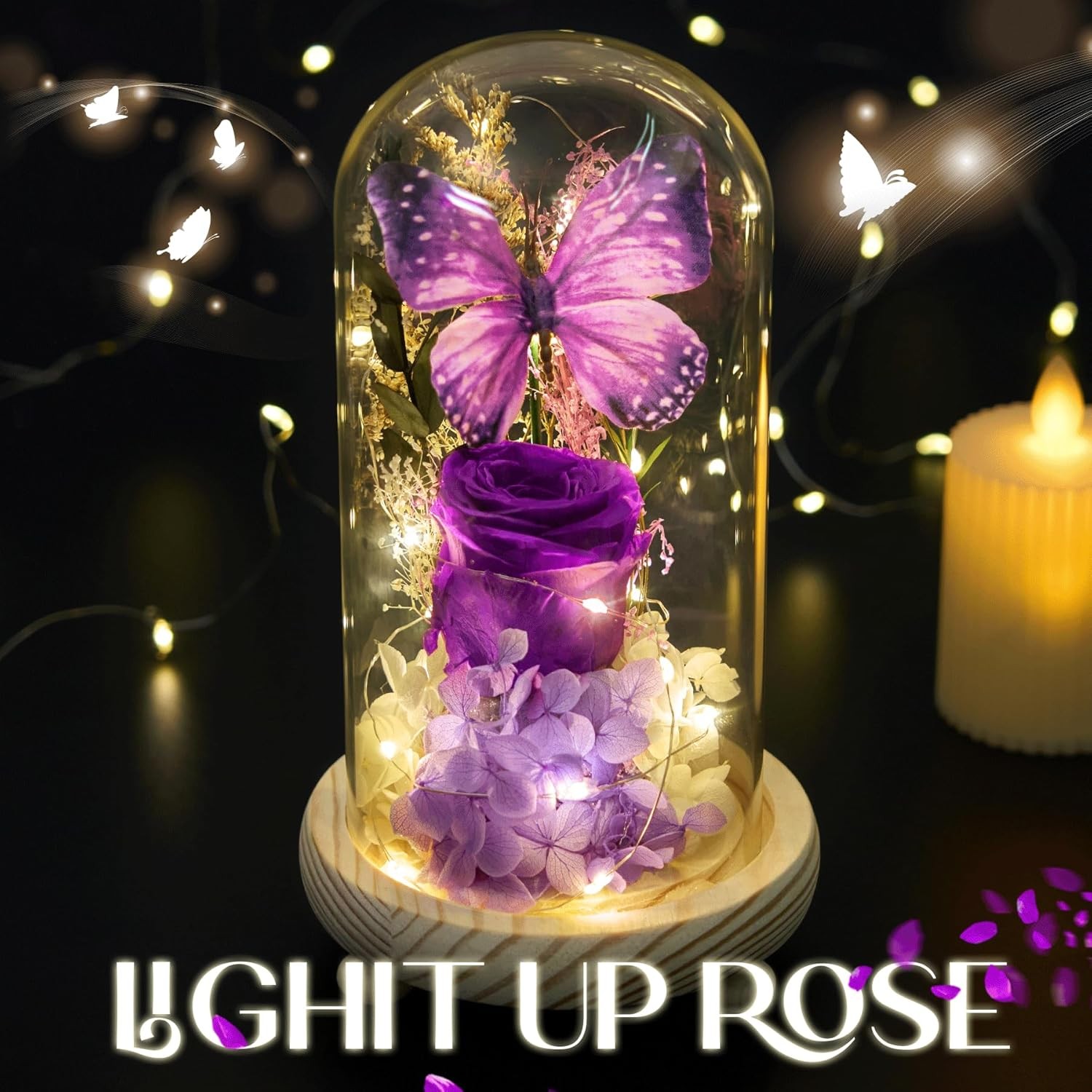 Forever Flowers Preserved Roses Prime Delivery, Romantic Gifts with Light in Gla