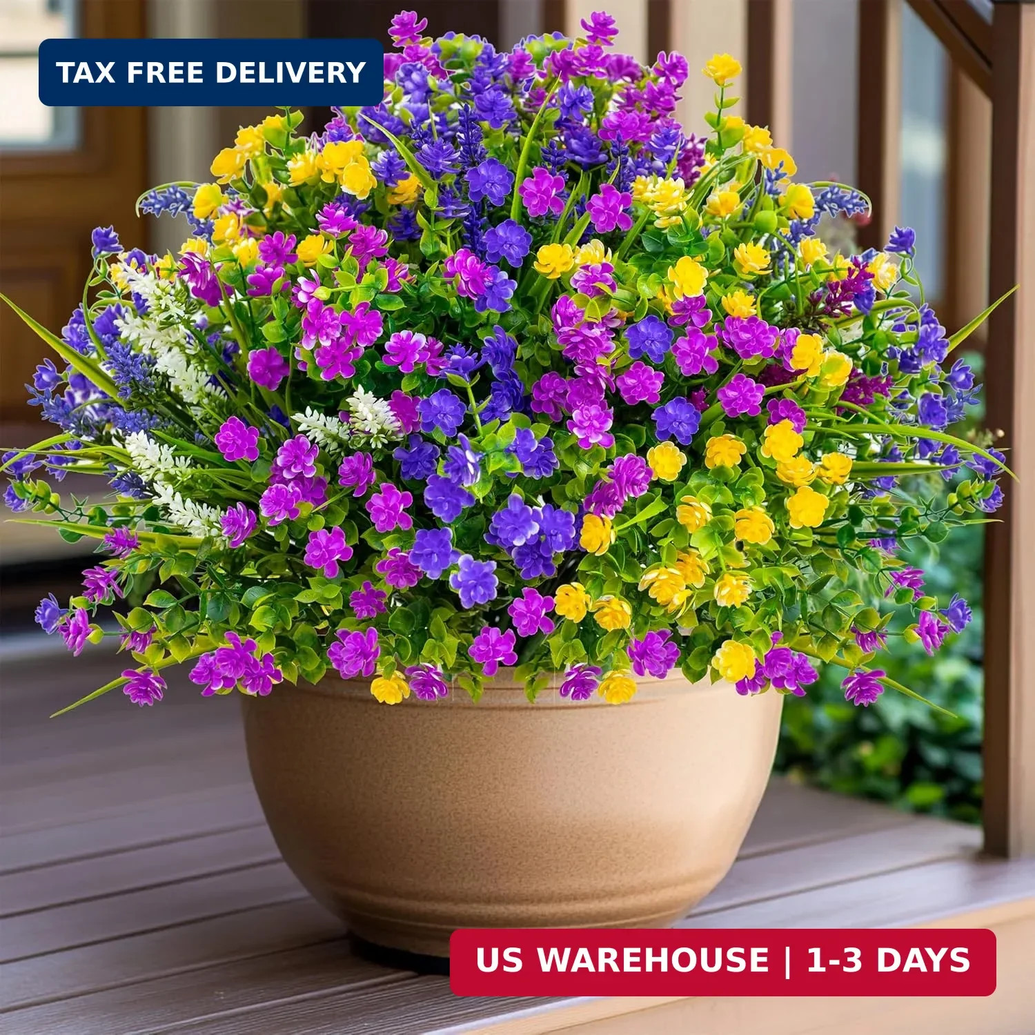 AXYLEX Artificial Flowers Outdoor Fake Plants – 12 Bundles UV Resistant Shrubs N