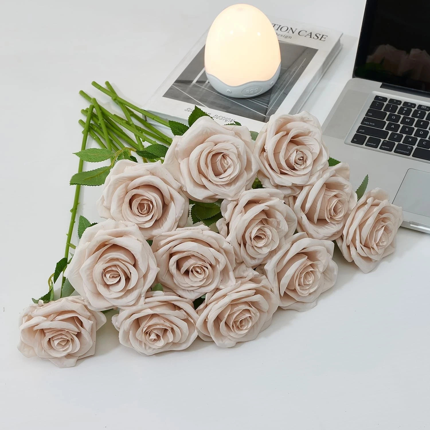 50Pcs Nude Roses Artificial Flowers Artificial Silk Roses Bulk,Fake Roses Flo…
