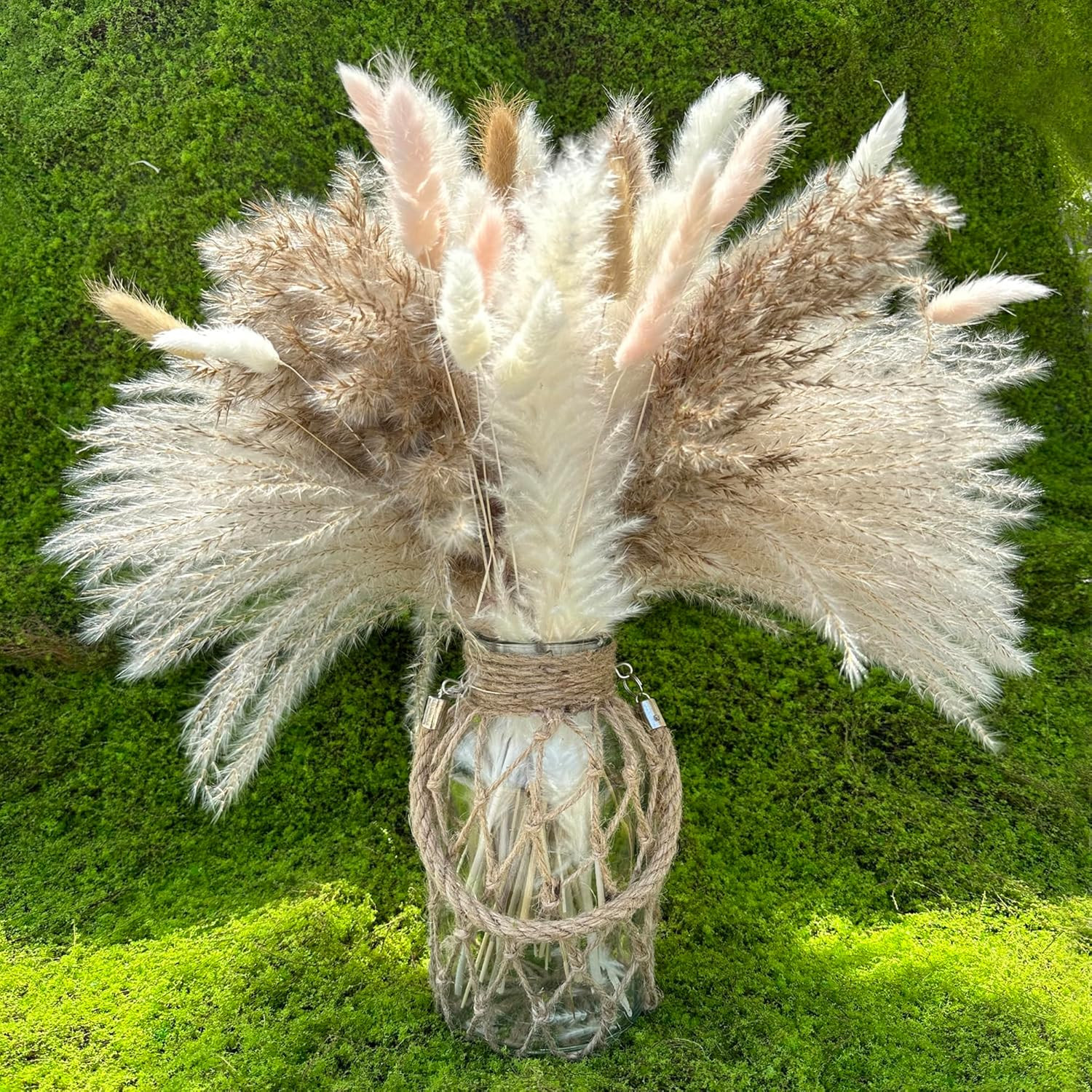 Dried Pampas Grass Decor 107 Pcs Boho Home Decor 17 Inch Natural Dried Flower Bo