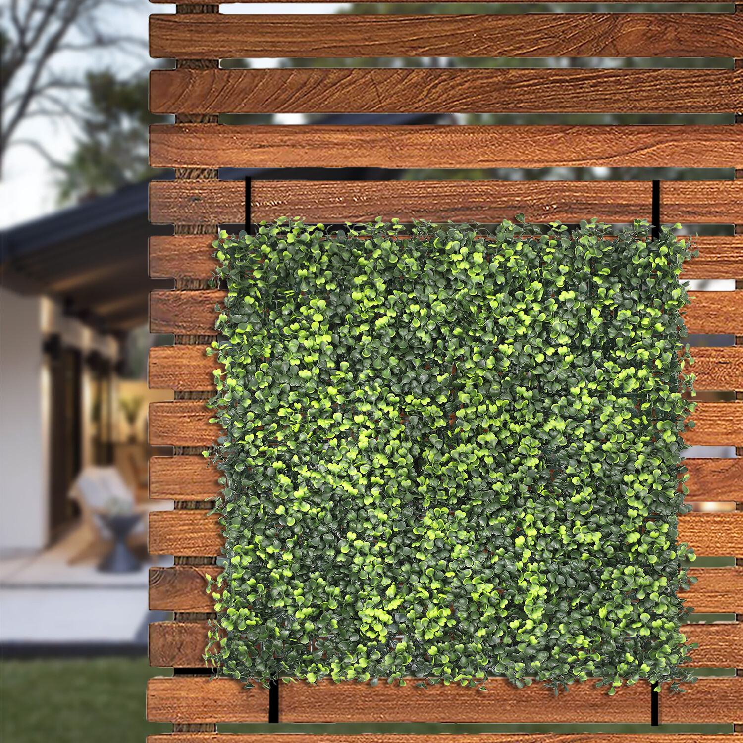 20×20″ Artificial Faux Leaf Boxwood Fence Screen Wall Decor Panel W/ Cover Back