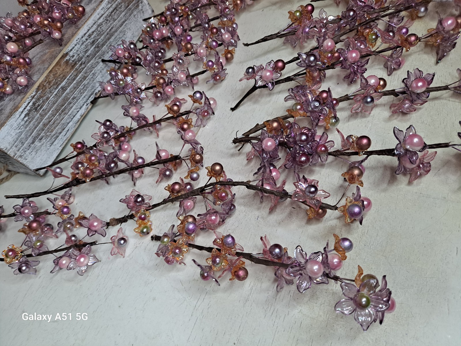 Pink Purple Plastic Flower Floral Branches 25 Piece