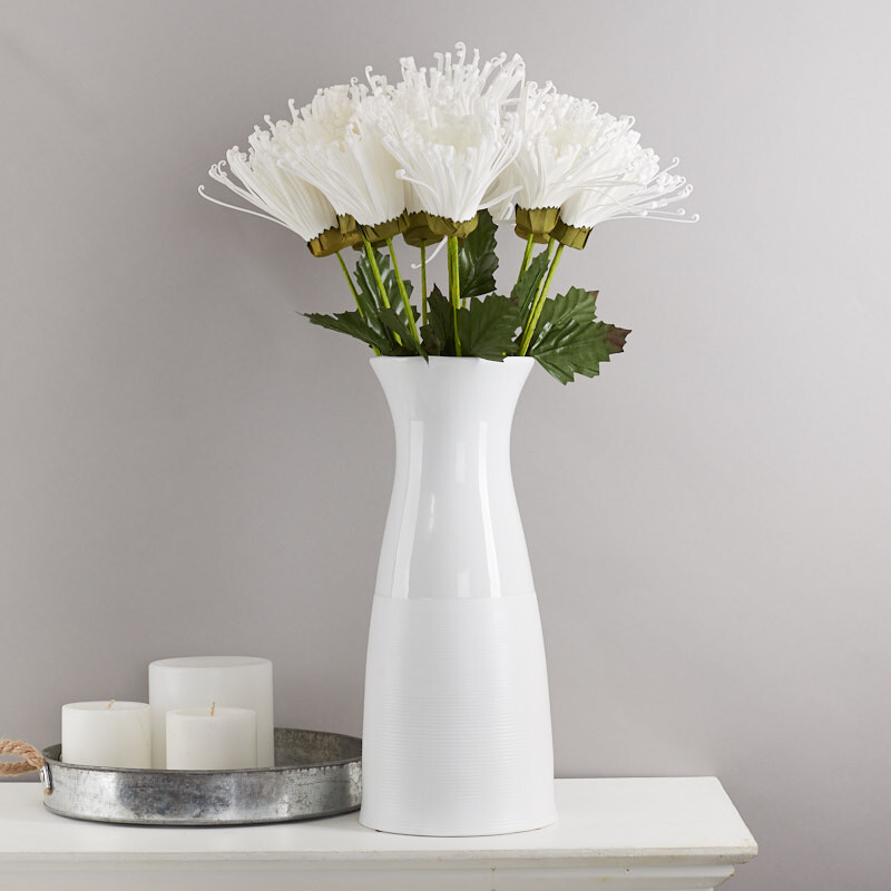 Pack of 12 White Artificial Fuji Spider Mum 21-1/2″ Stems