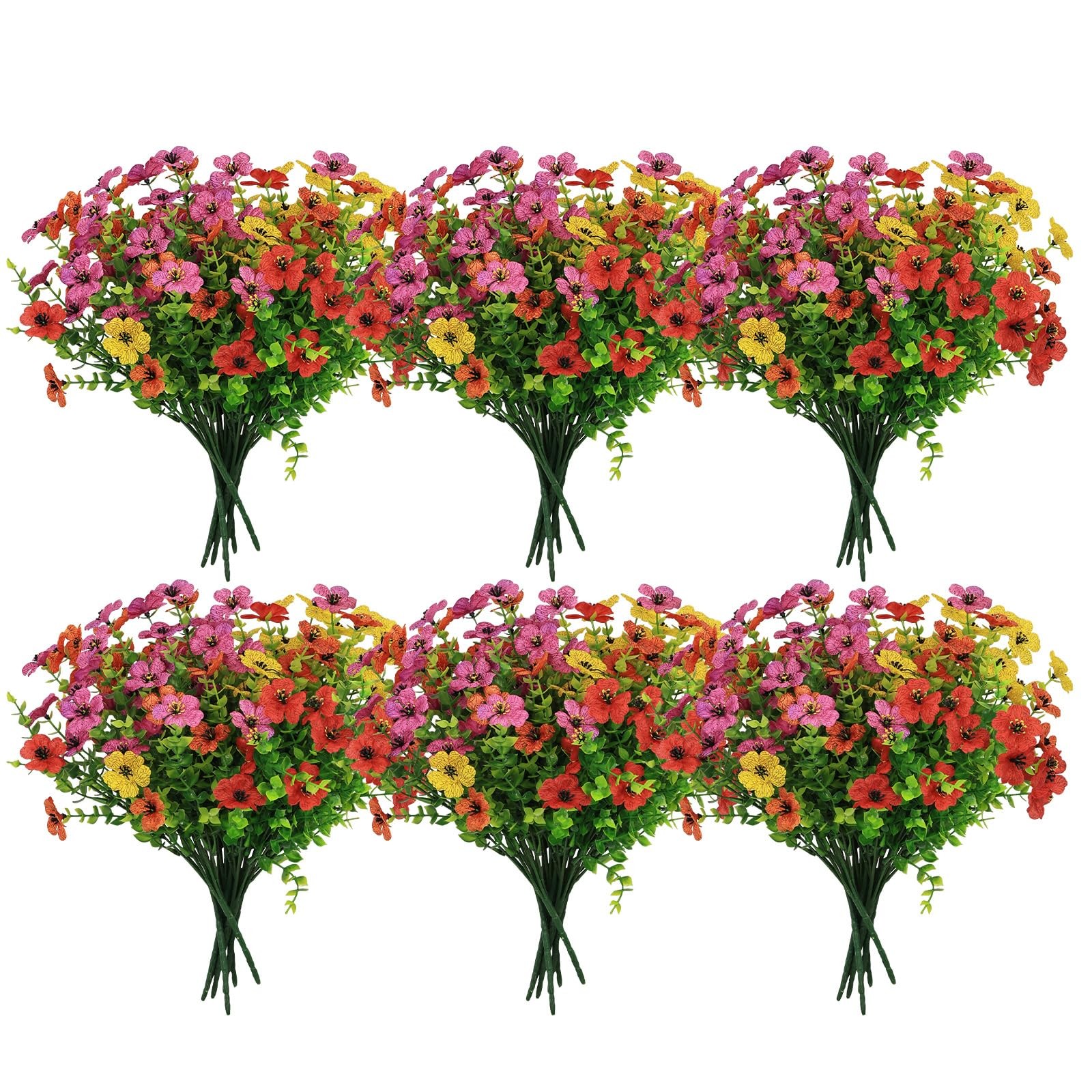 36 Bundles Artificial Flowers for Outdoors, UV Resistant Fake Plants Decor | …