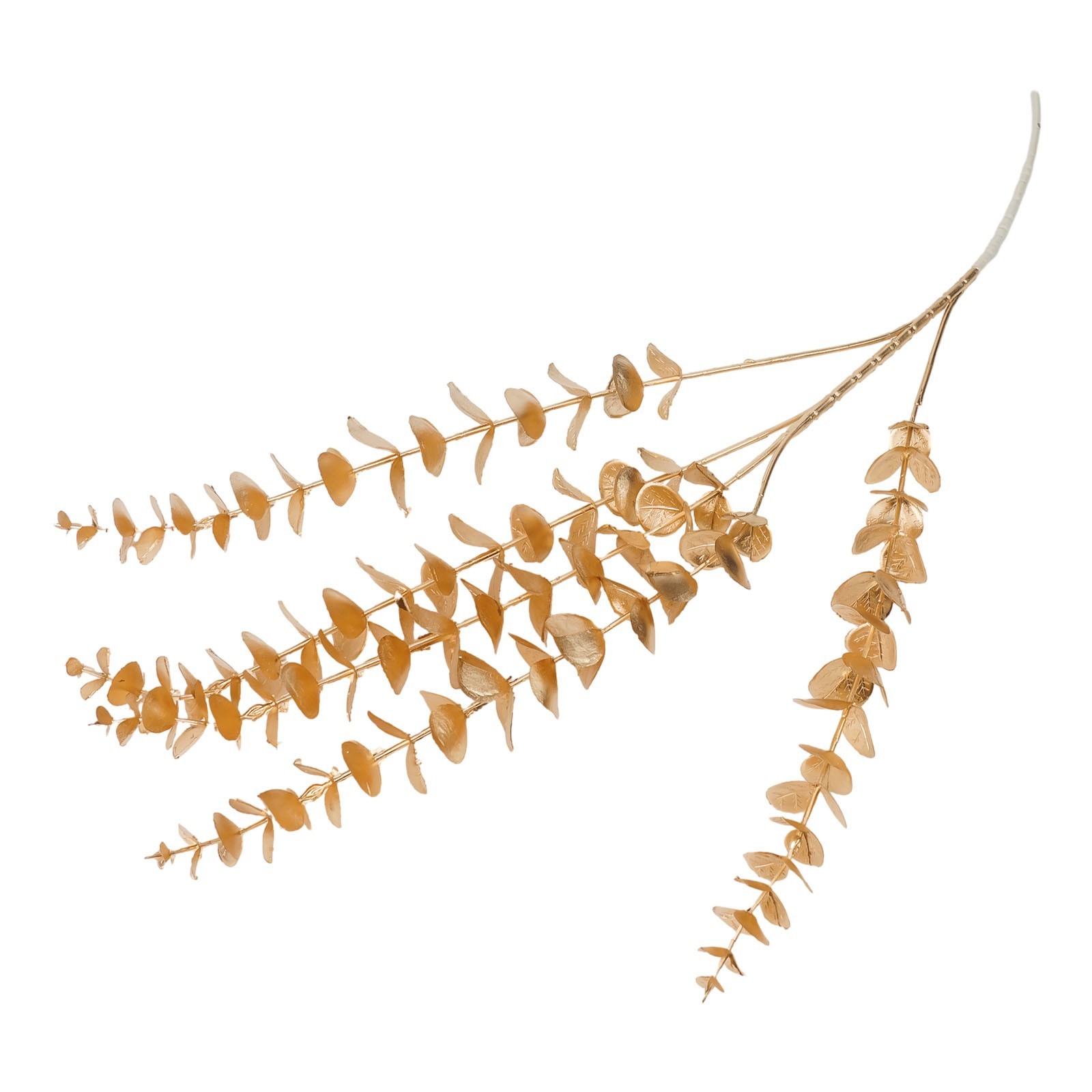 Simulated golden eucalyptus and ginkgo leaf flower arrangement for a chic touch