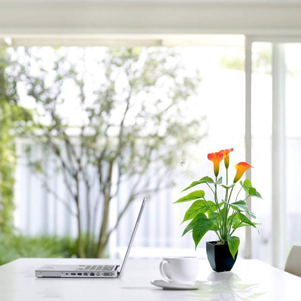 Artificial Flower Plants Calla Lily Faux Small Potted Plant with Black Pot Fa…