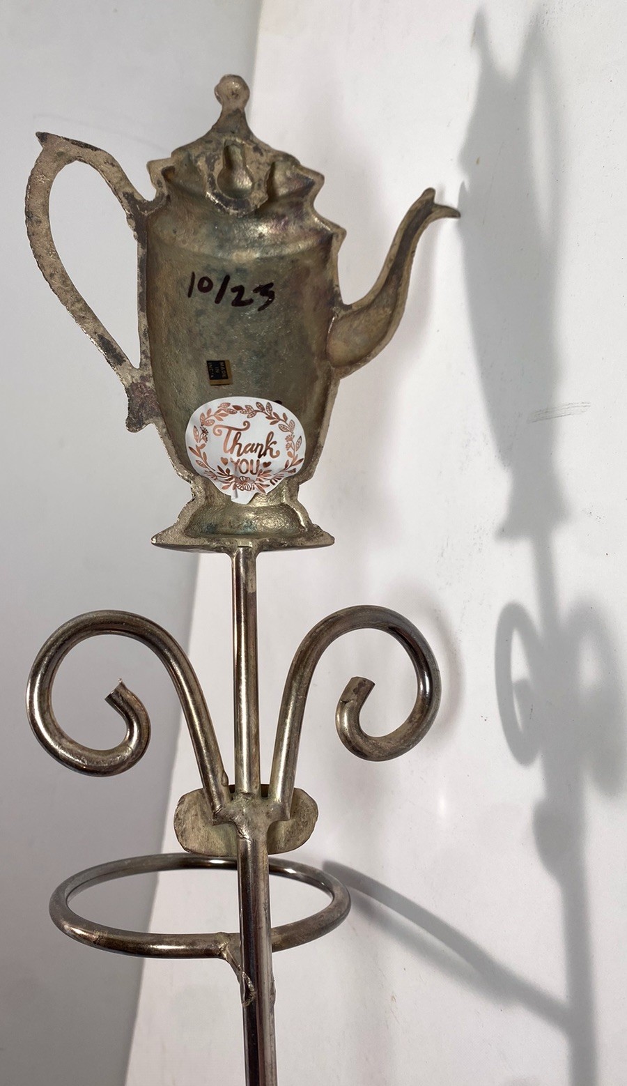 Teapot Teacup Metal Wall Mount Flower Pot Holder Display