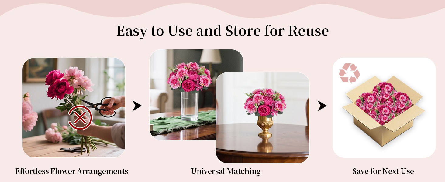 Faux Peony Flowers centerpieces: 10pc 9.5 Inch Hot Pink Floral Ball Arrangement