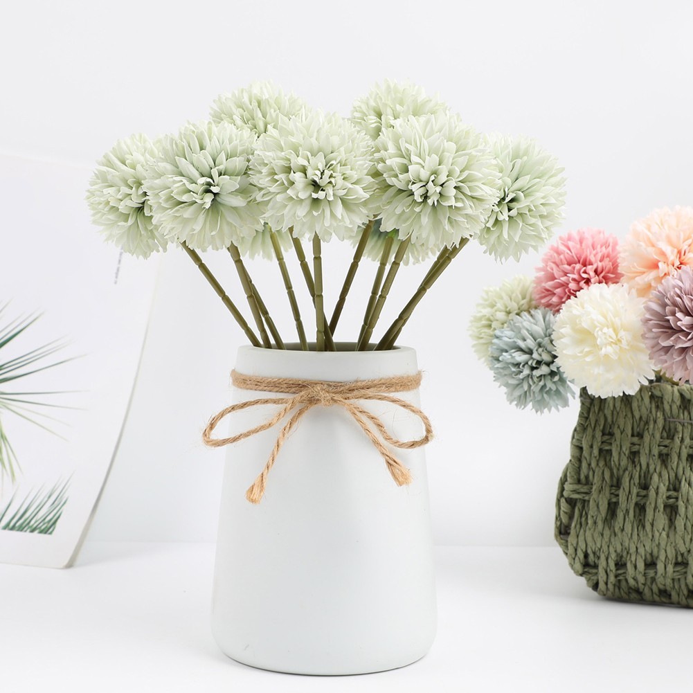 6pcs Artificial Chrysanthemum Ball Flowers Hydrangea Bouquet Presents Decor