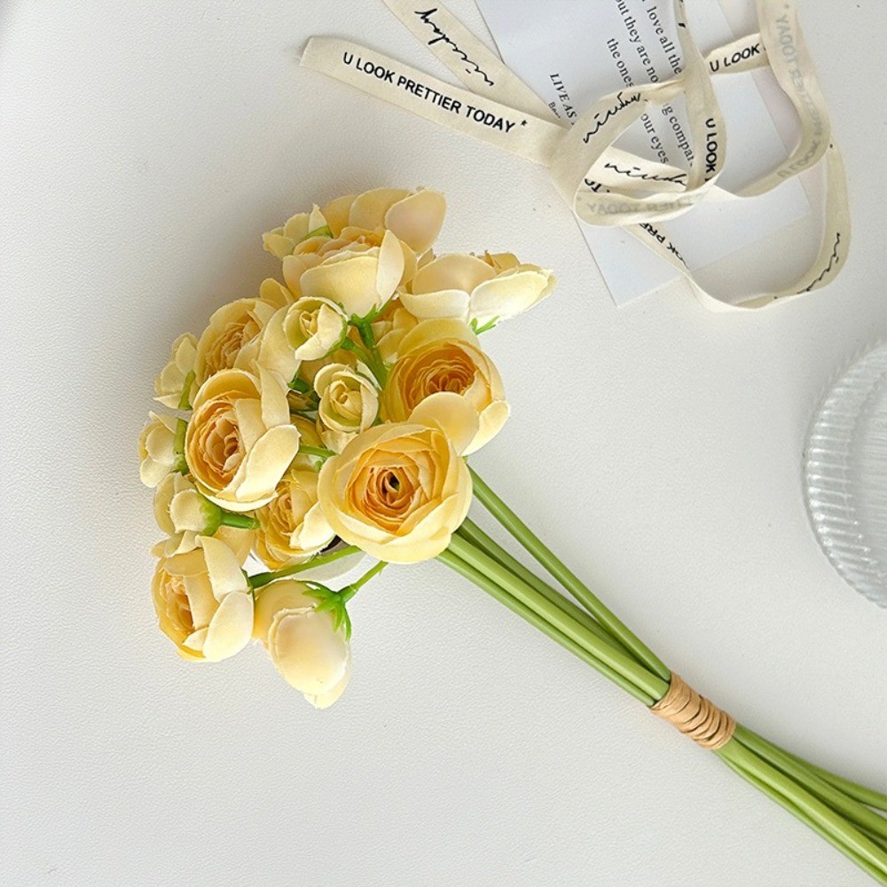 18Pcs Artificial Buttercup Flowers Realistic Flowers Bridal Bouquet Home Decor