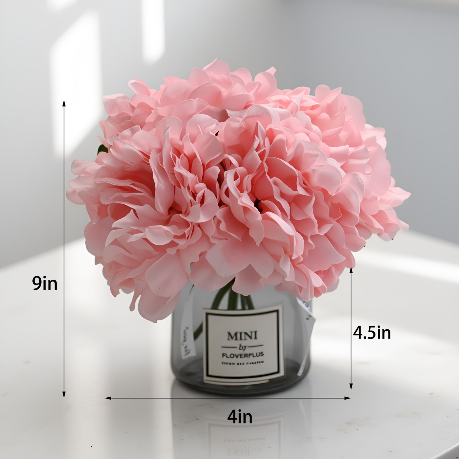 Faux Silk Peony Artificial Flowers Glass Vase Set Wedding Home Table Decor