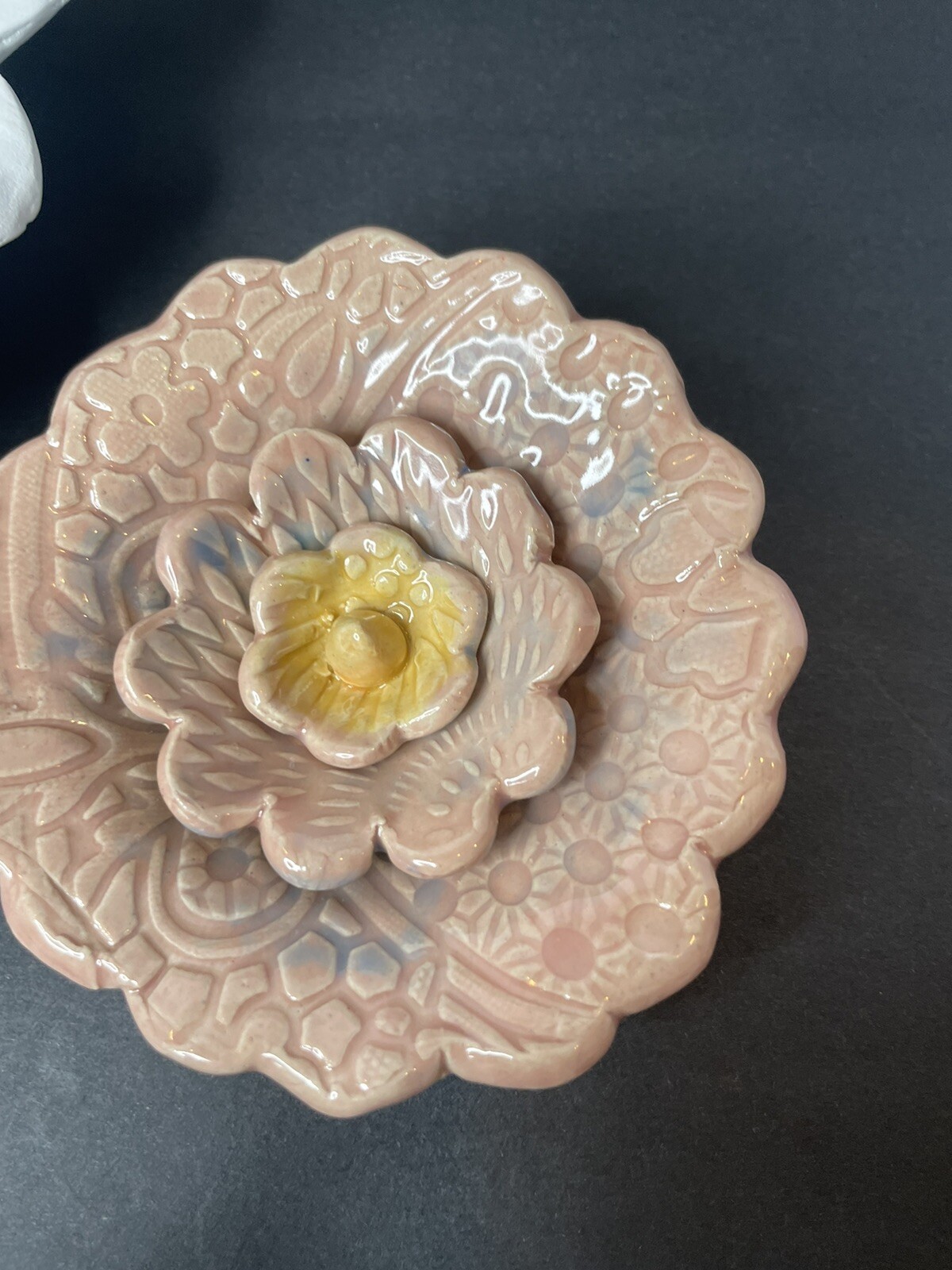 Ceramic Wall Art Flowers Rose 4.5” Peony Dusty Rose Pink Large White Mum 9”