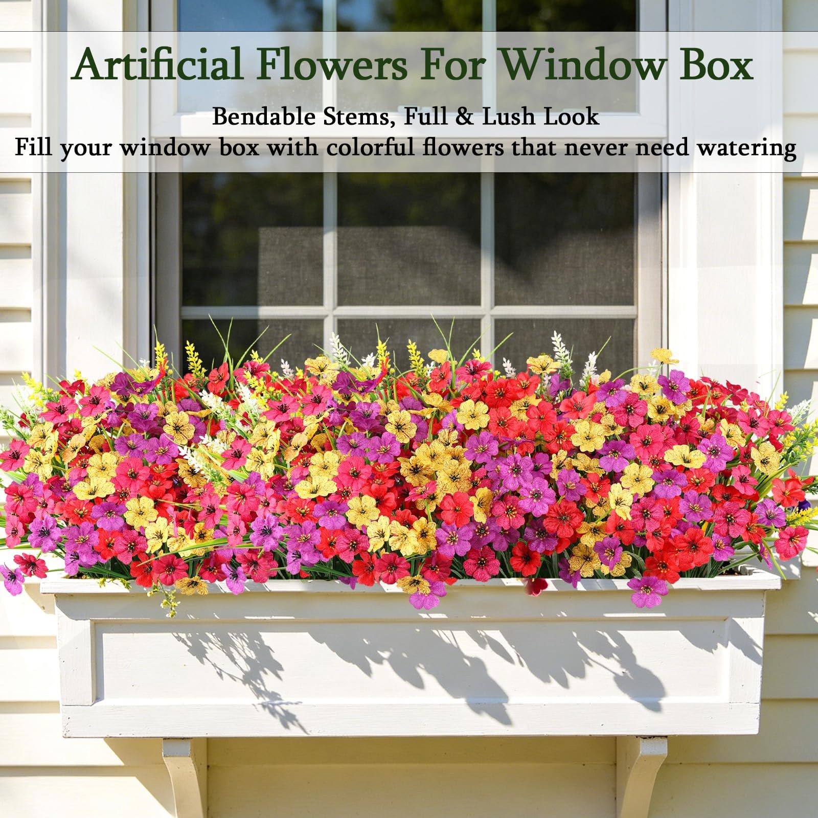 24 Bundles Realistic Fake Flowers for Outdoors, No Fade Faux Silk Flowers & A…
