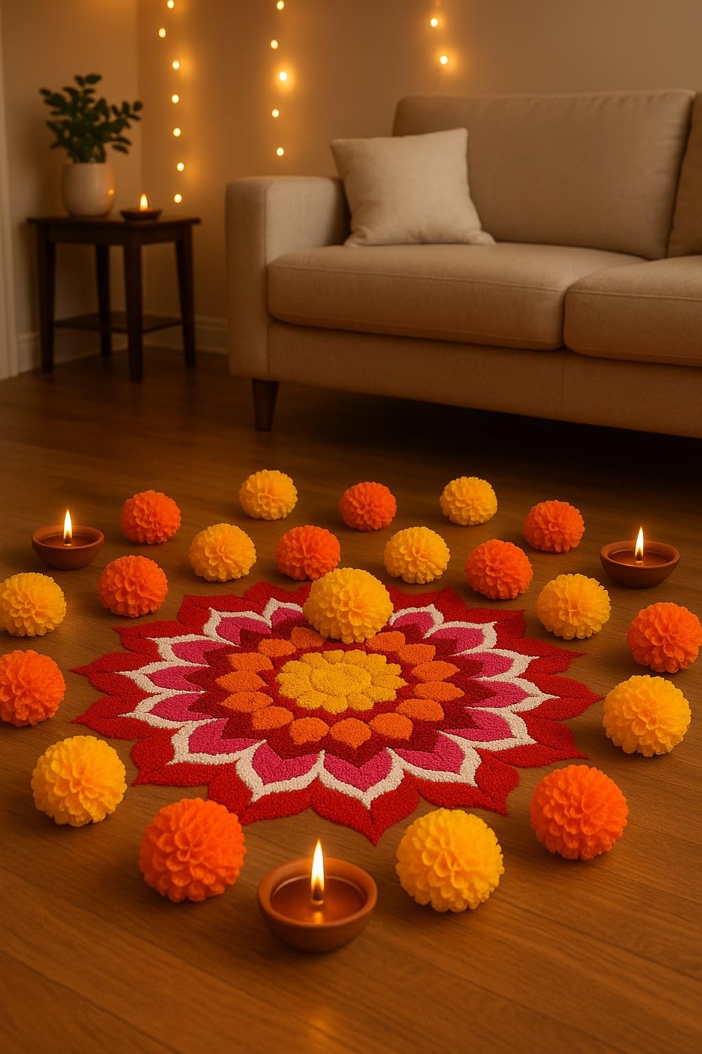 150 pc Artificial Marigold Flowers for Diwali Decorations, Day of The Dead, D…