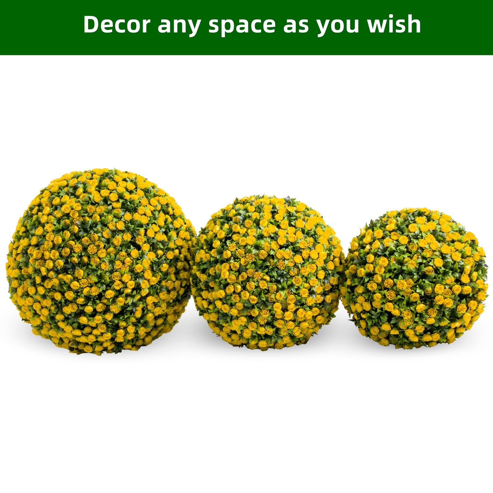 Garvee Set of 2 Artificial Boxwood Topiary Balls – Home Decor Balls (Yellow) New
