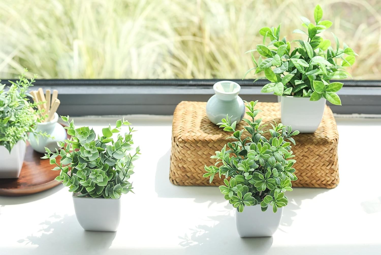 Eco-Friendly Mini Fake Plants Set – Ideal for Home and Office Decoration