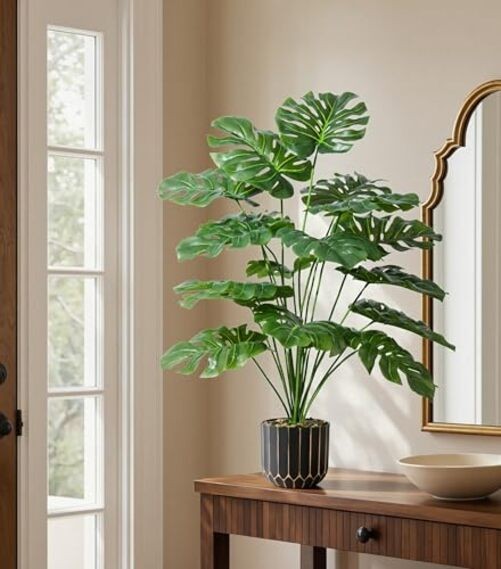 florisso 28″ Artificial Monstera Plant Tall Fake Faux Plants 28″ Monstera