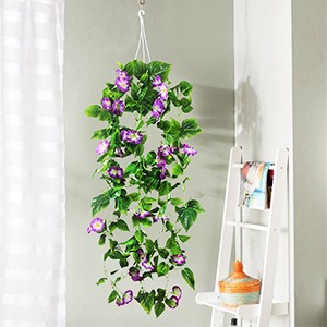 Artificial Vines 15Feet Silk Flower Garland for Outdoors Purple Morning Glory