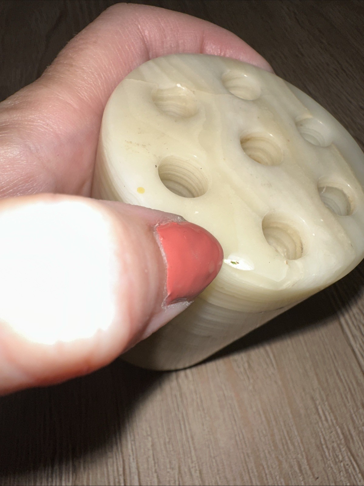 Flower Frog Vintage Earth Toned Onyx Marble 3.25″, 7 Hole-Italy