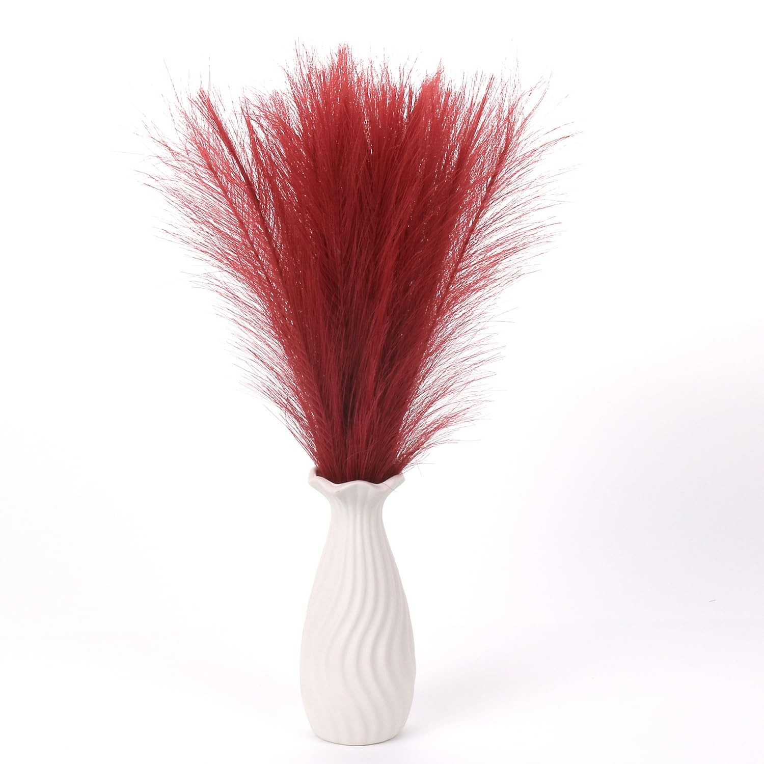 Faux Pampas Grass Decor 21.7 Inch Artificial Wine Red Reed Vase Filler 20 PCS