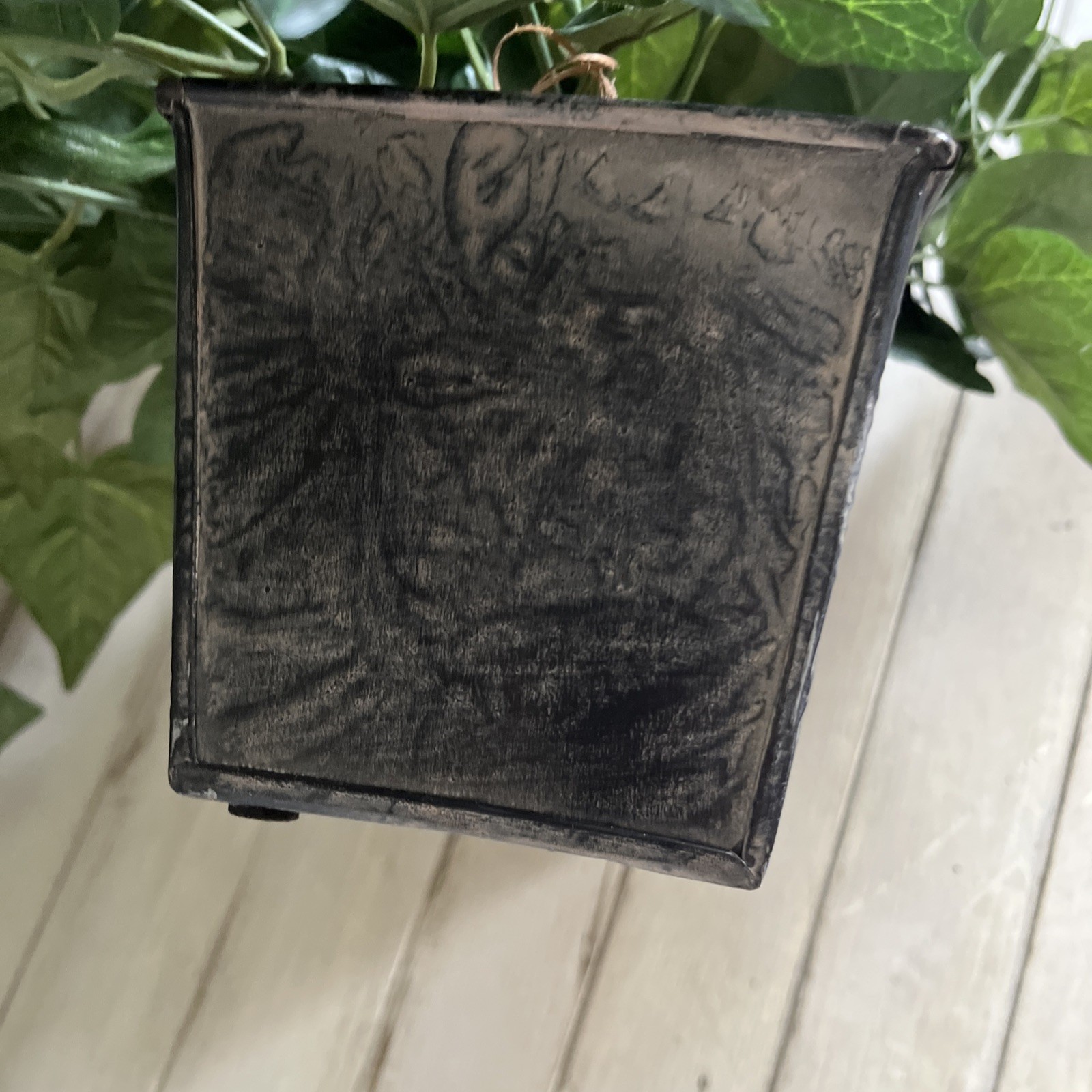 Faux Ivy In Metal Container 10.5”W x4.25”Dx4”H Container W/ Plant 12”H x30”W