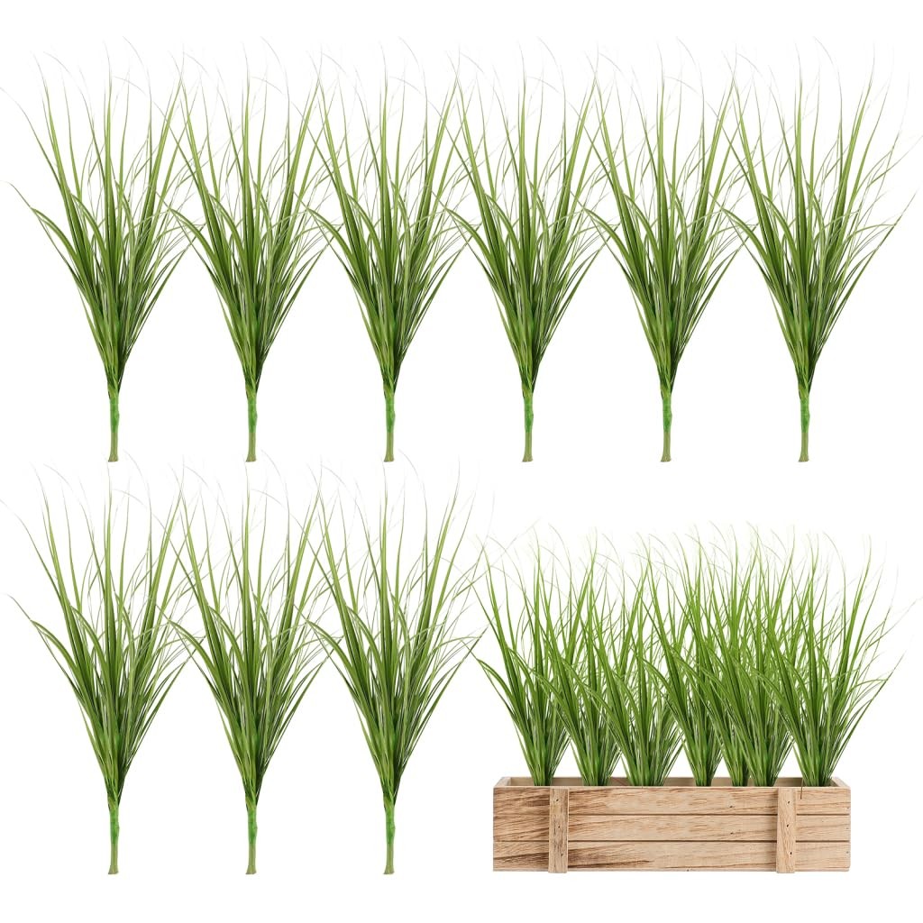 12 Pcs Artificial Grass Fake Plants, 11.79 Inches Faux Greenery Stems, Tall O…