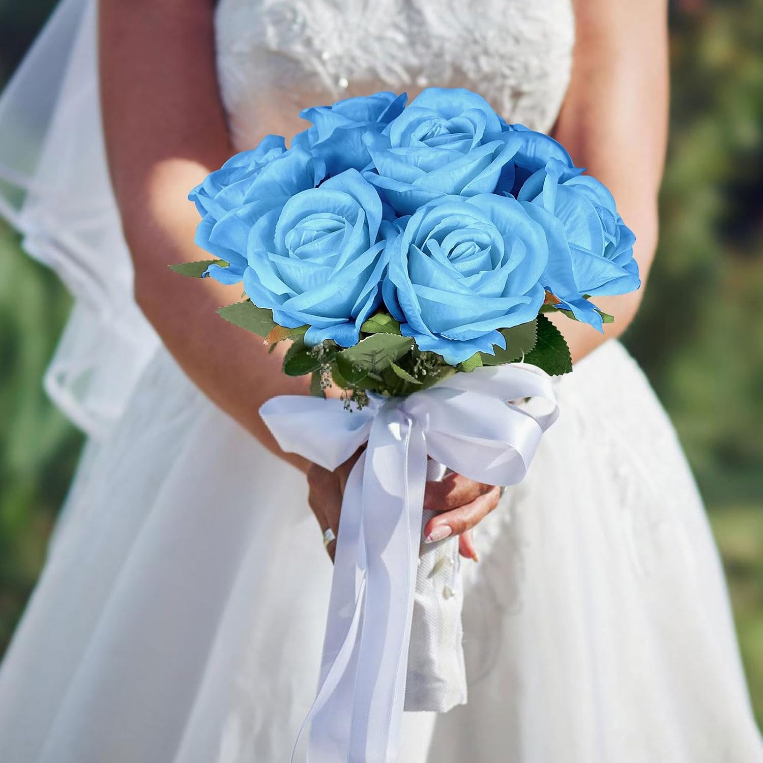 10 PCS Artificial Roses with Long Stems Silk Flowers Realistic Foam Flowers Fake