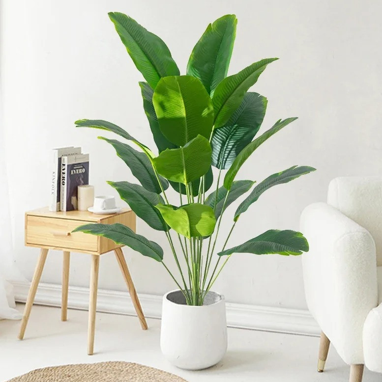 1pc Artificial Plants Large Tropical Palm Tree Fake Banana Plants Leaves Real