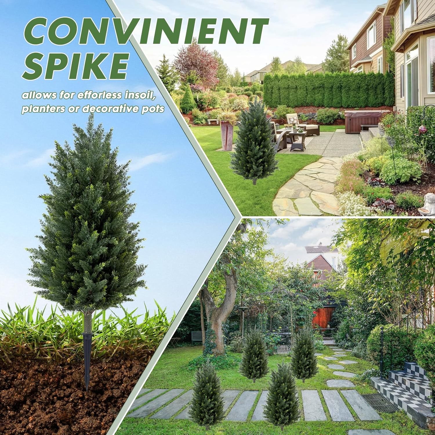 Set of 2 Artificial Cedar Topiary Christmas Trees, 3FT UV-Resistant Faux Cypress