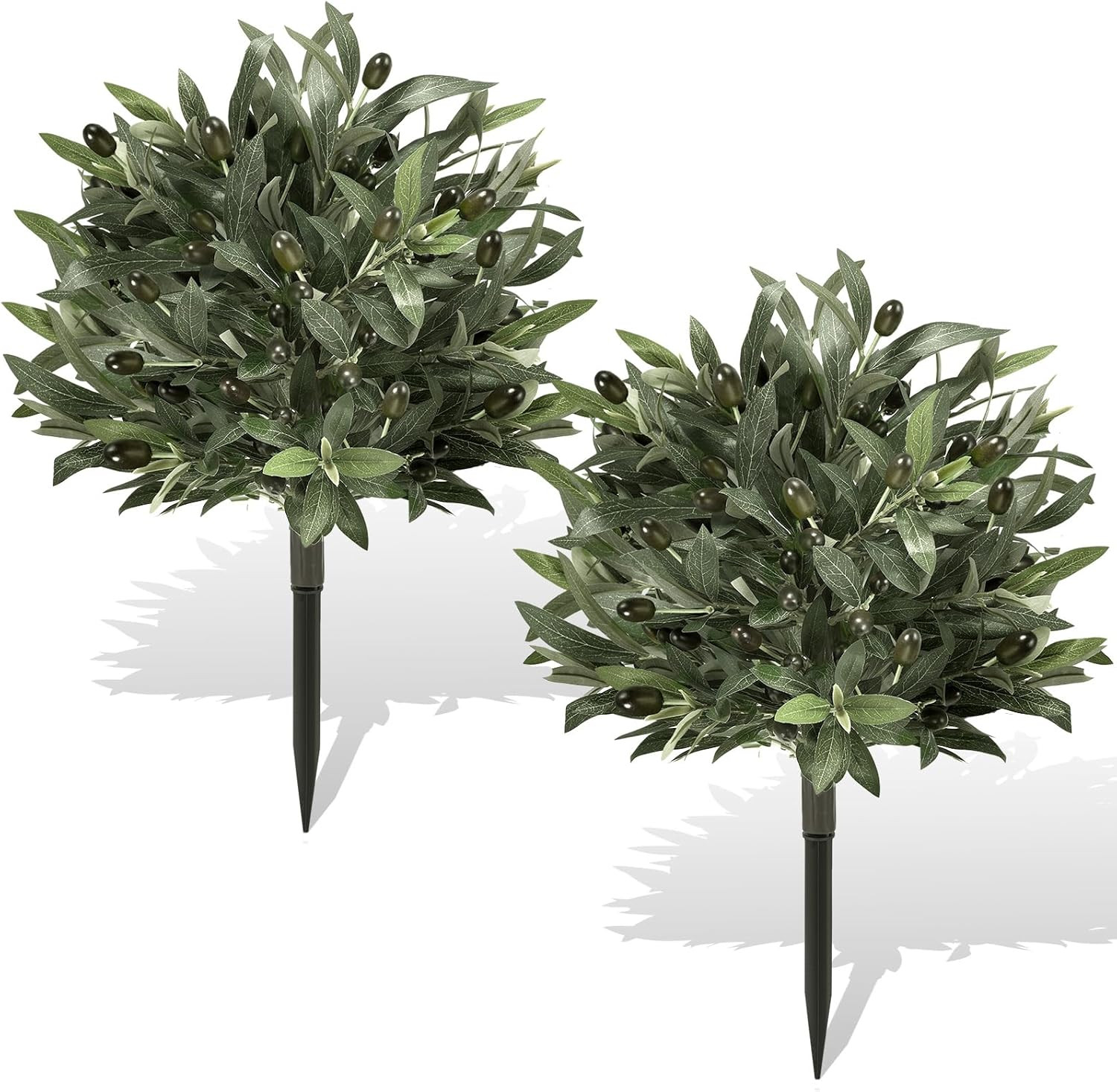 24″ UV Resistant Faux Olive Topiary Balls – 2 Pack Outdoor Decor