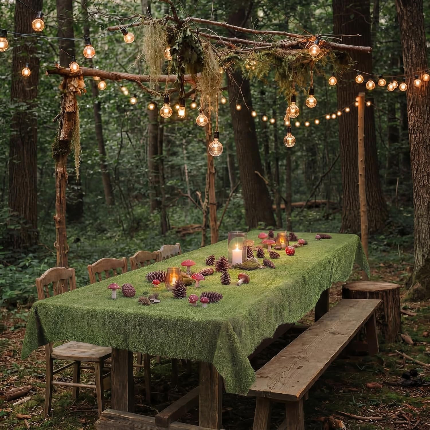Enchanted Forest Decorations 61×36 Inches Irregularly Artificial Dried Moss Tabl
