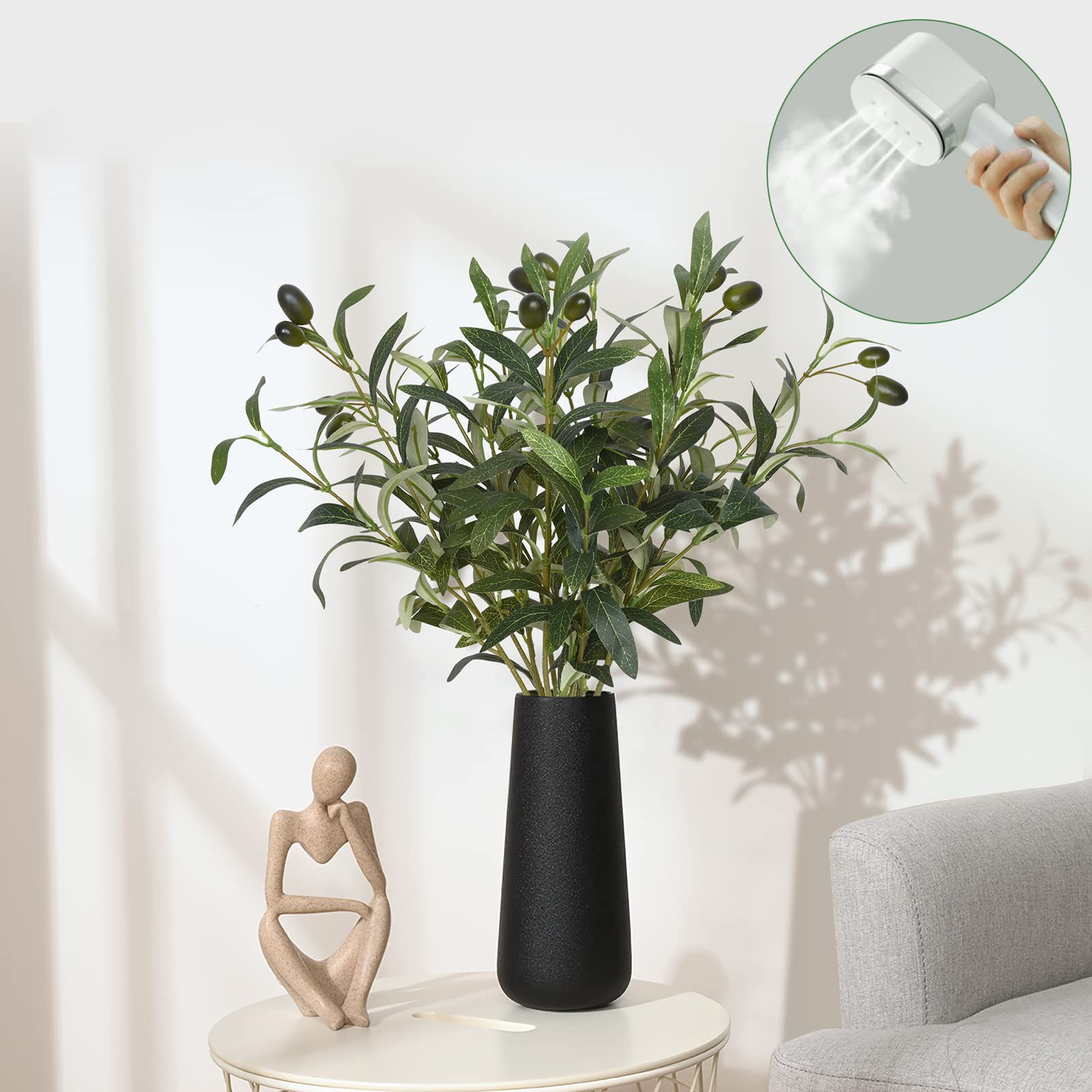 Faux Olive Stems 18 Inch, 3Pcs Lifelike Branches, Home Decor, Green