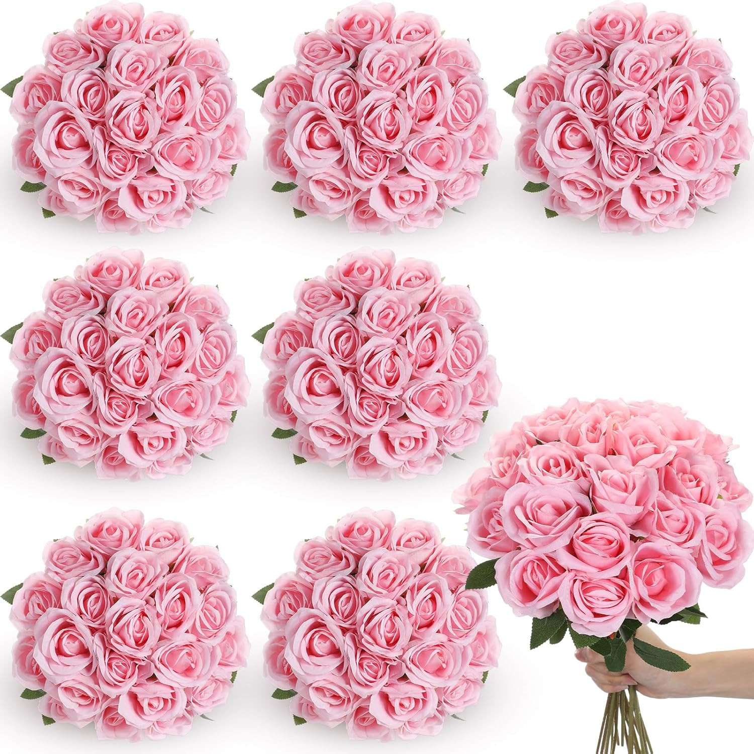 200 Pcs Realistic Pink Silk Roses for Weddings & Home Decor