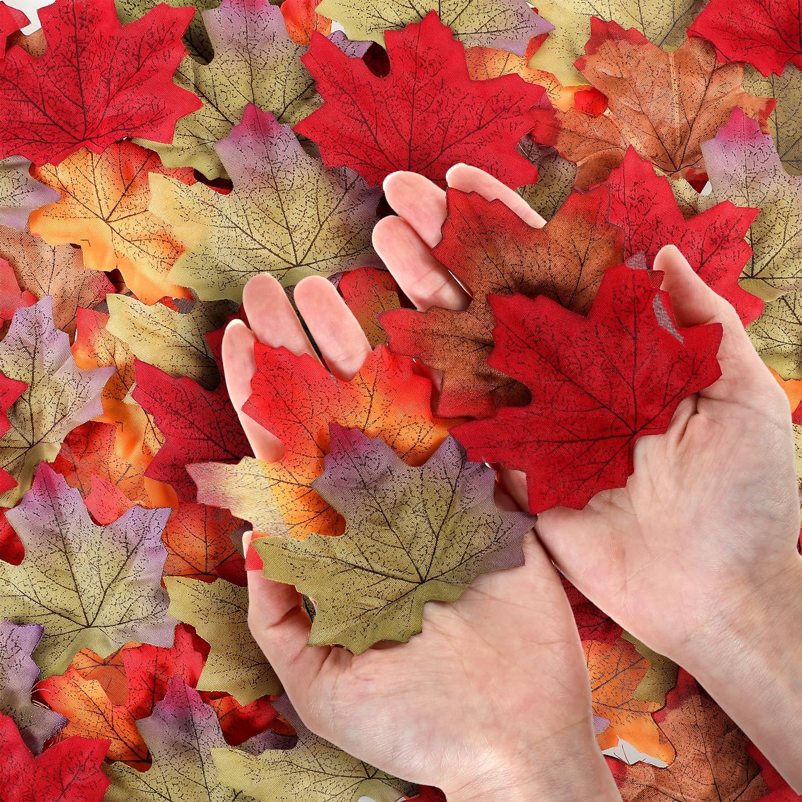 Fall Leaves Fake Maple, 200Pcs Artificial Autumn Leafs Decorations for Fall W…