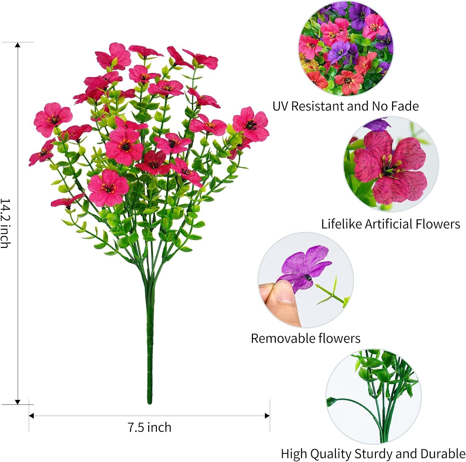 Vibrant 16-Pack Artificial Flowers – UV Protected for Stunning Garden Displays