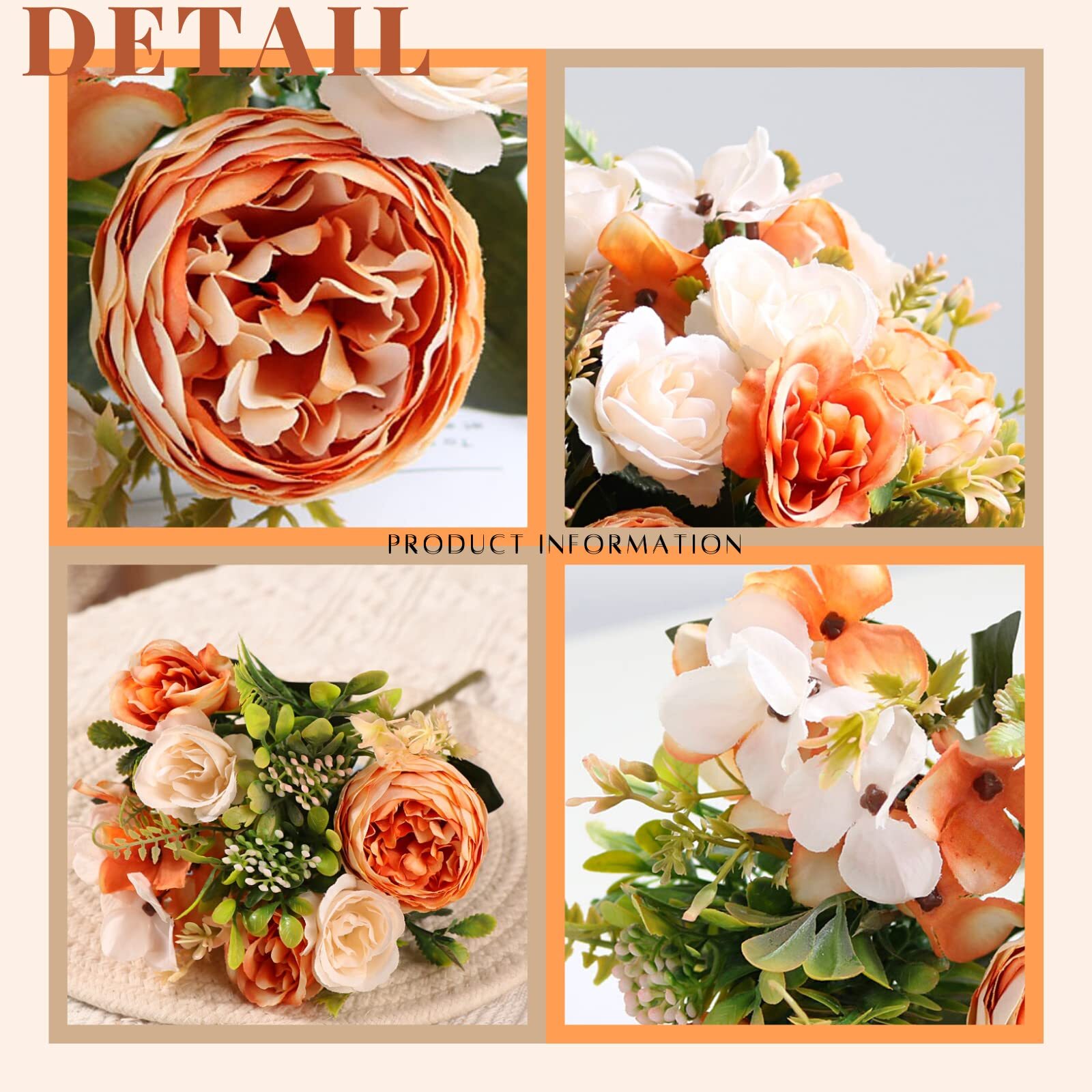 Artificial Flowers 2pcs Fall Fake Peonies Silk Hydrangea Flower Fall Rose Flower