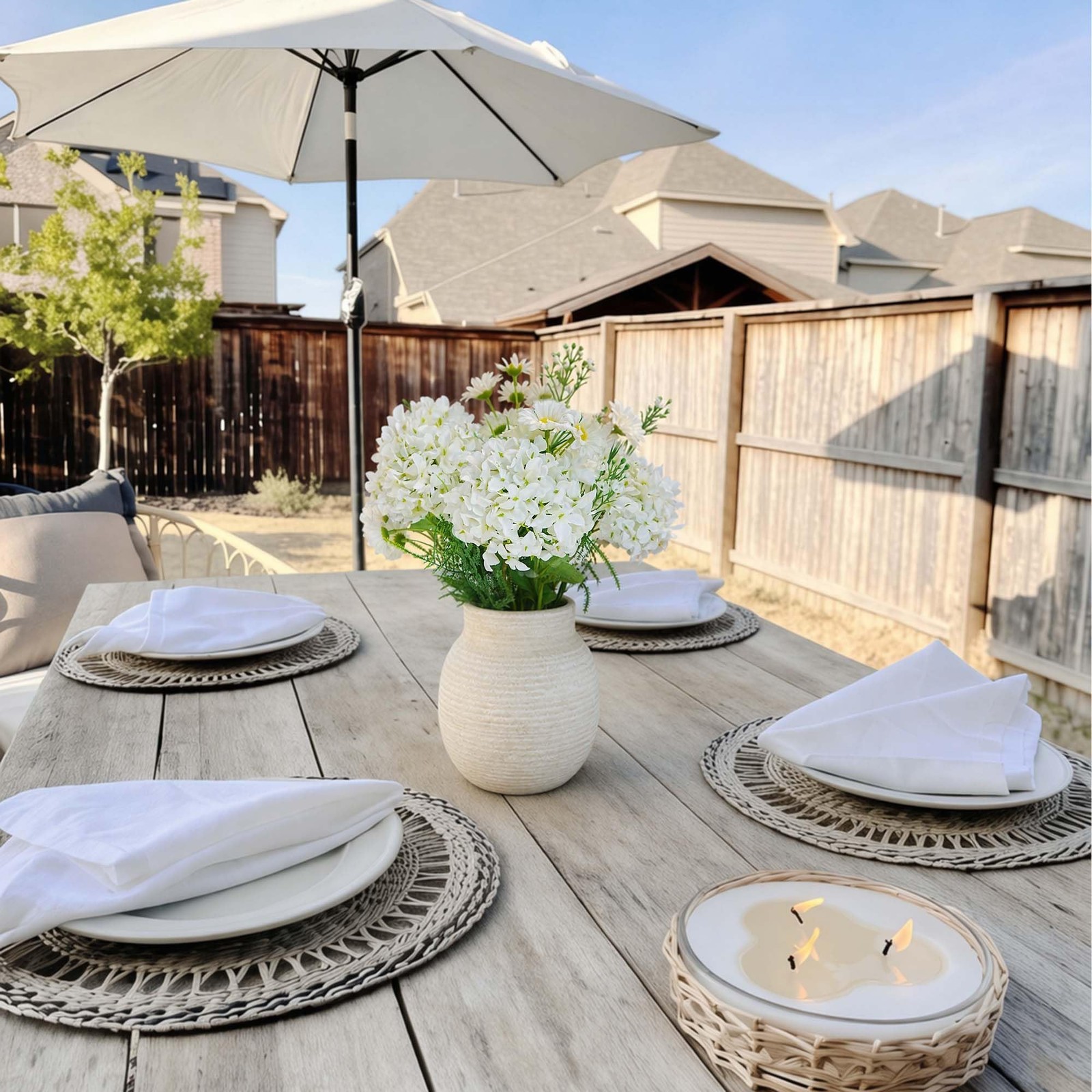 Centerpieces for Tables, Fake Flowers with Vase Home Decor