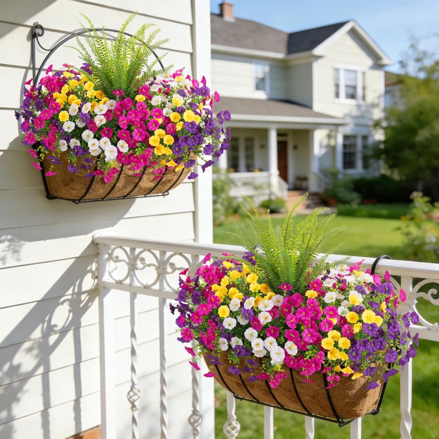 16× Artificial Flowers Realistic Fake Silk Morning Glory Outdoor UV Resistant US